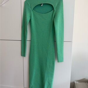 Chic Long Sleeve Green Dress